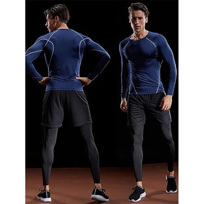 Compression Long Sleeve T Shirt Men Elastic Training T-shirt Gym Fitness Workout Tights Sport Jersey Athletic Running Shirt Men